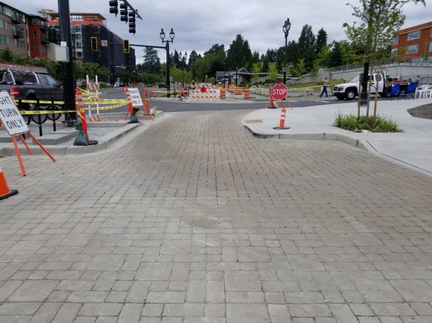 Narrow curbs at exit from The Ranch restaurant